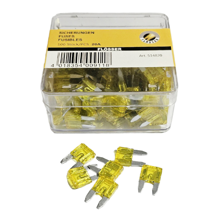 فیوز دوشاخ ریز 20 آمپر پژو 206 - فیوز دوشاخ ریز 20 آمپر پژو 206 برند فلوسر بسته 10 عددی